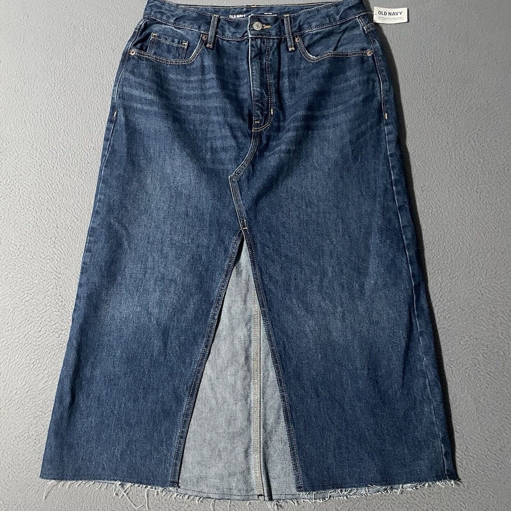 Old Navy High Rise Denim Midi Skirt Size 12